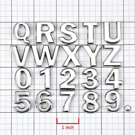 DNA Motoring EM-L-LETTER-Q-SL Silver Letter Metal Decal Emblem Badge Sticker for Auto Car Truck Motorcycle Logo - Q