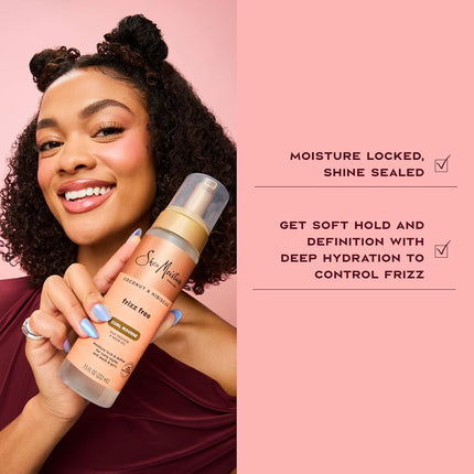 SheaMoisture Coconut & Hibiscus Frizz-Free Curl Mousse, Hydration, for Curly, Coily & Wavy Hair, with Certified Organic Shea Butter, 222ML