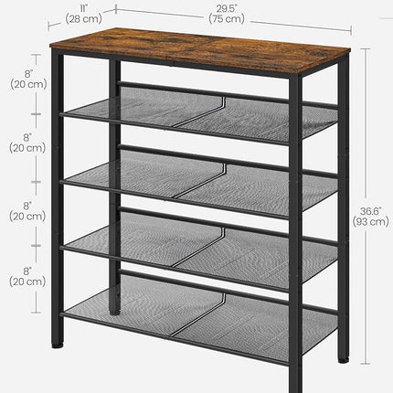 VASAGLE Shoe Rack, 5 Tier Shoe Storage Shelves, Shoe Racks Industrial
