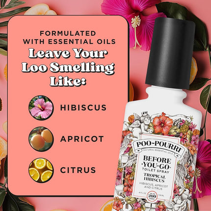 Poo-Pourri Before-You-Go Toilet Spray, Tropical Hibiscus, 4 Fl Oz - Hibiscus, Apricot and Citrus