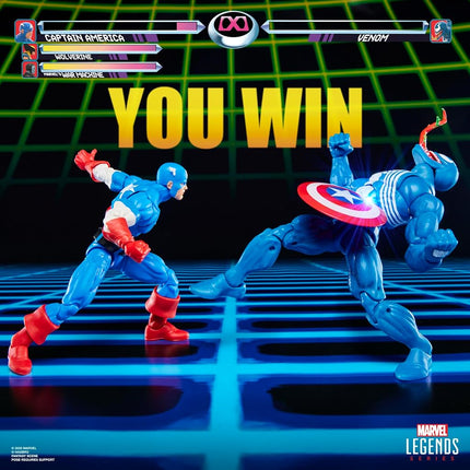 Marvel Legends Series Gamerverse Captain America vs Venom, Retro Video Game -Inspired Collectible 6-Inch Action Figures