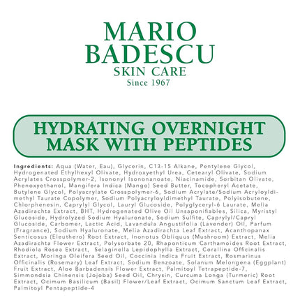 Mario Badescu Hydrating Overnight Mask With Peptides for Women 2 oz Mask