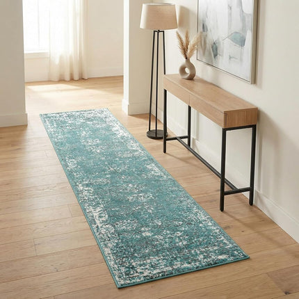 Unique Loom 3137808 Sofia Collection 2 Feet (2' x 13') Runner Traditional Oriental Distressed Vintage Area Rug, 2.5 x 13, Turquoise