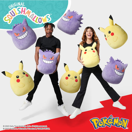Peluche Pokémon Squishmallows 35 cm Pikachu - Ajoute Pikachu à ton équipe, peluche ultra douce et grande, peluche officielle Kelly Toy, jaune, 25,40 cm (SQPK00022)