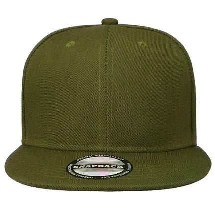 Classic Snapback Hat Cap Hip Hop Style Flat Bill Blank Solid Color Adjustable Size (One Size, Army Green)