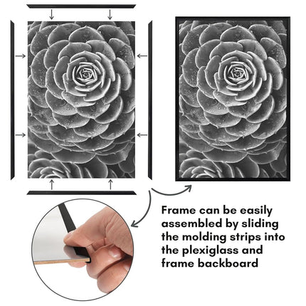 Americanflat Black Picture Frame 13x19 Set of 3, 13x19 Frame with Slim Molding, Plexiglass Cover and Hardware for Horizontal or Vertical Wall Hanging