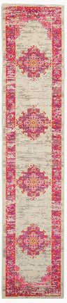 Tapis de Couloir Nourison PSN03 Passion Vintage Vieilli Ivoire/Fuchsia 66 cm x 229 cm