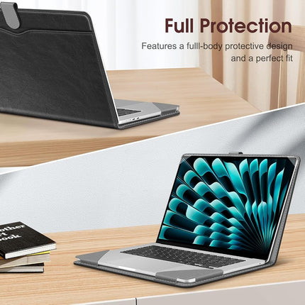 FINTIE Sleeve Case Compatible with Macbook Air 15 inch (2024/2023) M3/M2 Chip, Premium PU Leather Protective Folio Book Cover for Macbook Air 15.3" Model A3114 A2941,Black