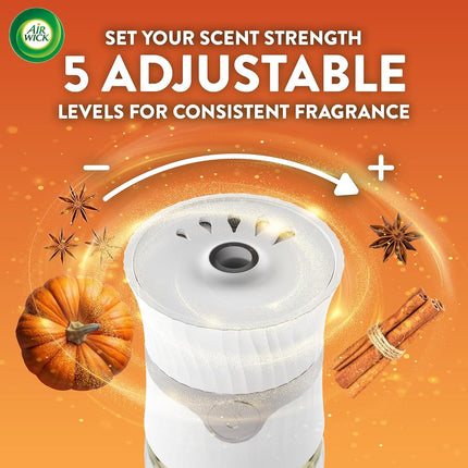 Air Wick Ambientador Eléctrico Recambio, 5 unidades, Calabaza Especiada, Ambientador, Aceites Esenciales, Aroma de Otoño, Decoración de Otoño