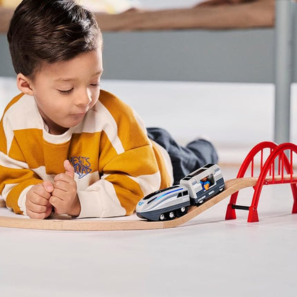 BRIO World Battery Powered Turbo Speed Toy Train for Kids Age 3 Years Up - Wooden Railway Set Add On Accessories