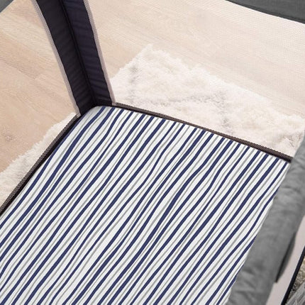 American Baby Company 2 Pack 100% Natural Cotton Fitted Pack and Play Sheets 39" x 27" - Soft & Breathable Pack N Play Sheets for Playard & Mini Crib Mattress, Navy/Grey Sport Stripes, for Boy & Girl