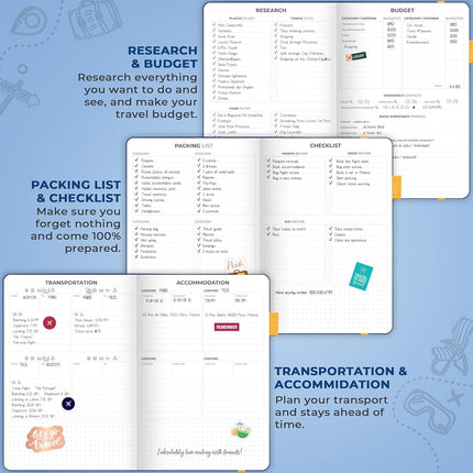 Clever Fox Travel Journal – Vacation Planner with Budget Plan, Packing List, Expense Tracker & Trip Journal – Travelling Itinerary Organizer for Women, Men & Couples – A5 Size, Hardcover - Mystic Blue
