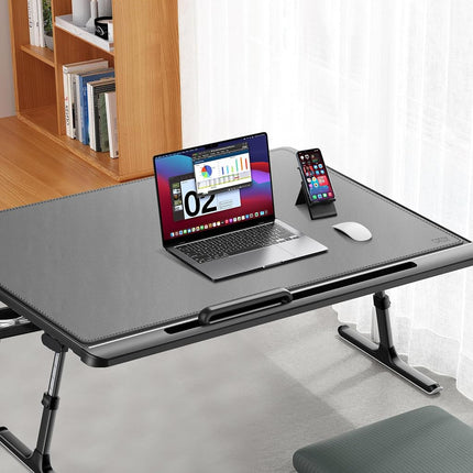 Cacoy 100x60cm PU Leather Desk Mat on Top of Desk, Computer Desk Pad for Keyboard and Mouse Writing Mat for Office and Home (Grey)