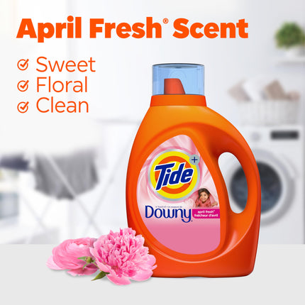 Jabón líquido para ropa Tide con Downy, alta eficiencia (HE), aroma April Fresh, 59 cargas, 84 oz líq.