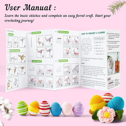 Crochet Yarn Kit for Beginners Adults and Kids, Includes 1650 Yards 30 Colors Acrylic Skeins, User Manual, Hooks, Pink Bag etc, Make Amigurumi & Crocheting Projects, Starter Set for Professionals