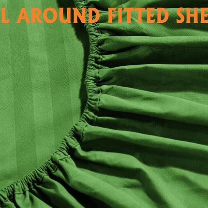 Elegant Comfort Luxury Soft Bed Sheets Dobby Stripe 1500 Premium Hotel Quality Microfiber Softness Wrinkle and Fade Resistant (4-Piece) Bedding Set, Twin, Stripe Royal Green