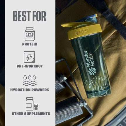 BlenderBottle Sport Shaker avec fouet mélangeur, 828 ml, Jaune – Shakes protéinés et hydratation pour athlètes et passionnés de fitness, mélange facile, durable et léger, couvercle verrouillable