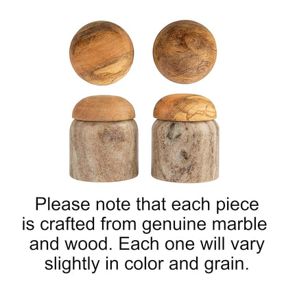 Creative Co-Op Modern Marble Canister with Wood Lid, Natural