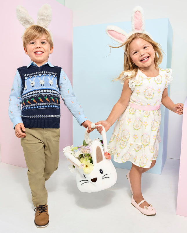 The Children's Place Baby Boys' and Toddler Sweater Vest, Easter Bunny Striped Vest, 3T