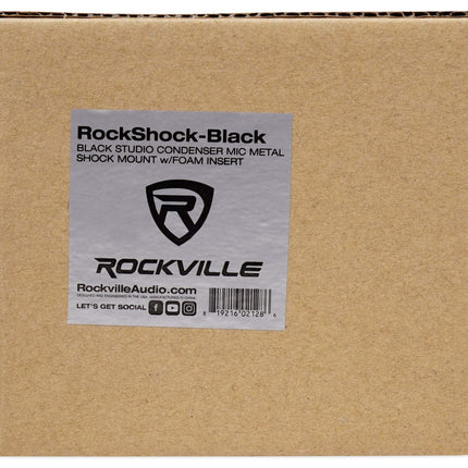 Micrófono de condensador de estudio Rockville RockShock negro con soporte antivibración de metal y espuma