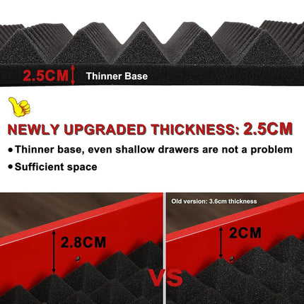 CASOMAN 4PCS Professional Toolbox Liner, Trap Mat Universal Tool Drawer Liner, Non-Slip Foam Inserts, Easy Cut, Black, 23.6"x15.7"