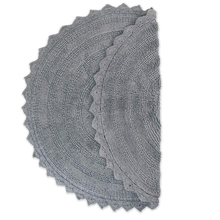 DII Crochet Collection Reversible Bath Mat, Round, 27.5" Diameter, Gray