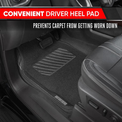 Motor Trend SpeedSeries Carpet Car Floor Mats Set - Versatile Fit for Cars, Trucks, SUVs, Vans Black Trim Racing Design Car Mat Full Set Tapetes para Carro - Set of 4, Black Cars Carpet Mats
