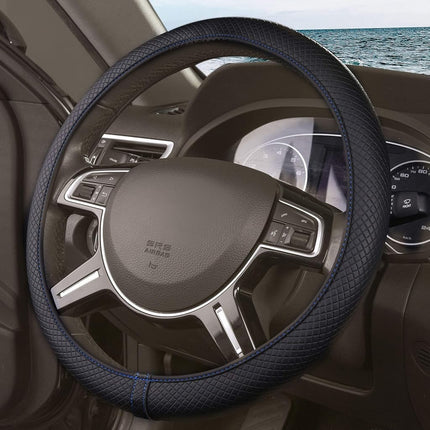 Funda para Volante de Doble Material de Piel Sintética y Silicona Antideslizante FH Group FH2020BLUE, Protección Máxima y Flexible, Ajuste Universal para la Mayoría de Coches, Camionetas, SUVs y Furgonetas