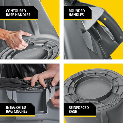 Rubbermaid Commercial Products Brute Container with Venting Channels, 20 gal, Gray