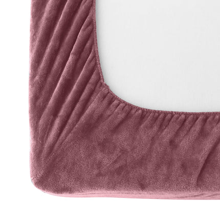 Elegant Comfort Luxuriously Soft 4-Piece Velvet Plush Flannel Sheet Set - Premium Quality - Cozy Warm, Anti-Static, Non Pilling Fuzzy Velvet Flannel Fleece Deep Pocket Sheet Set - Queen, Rose