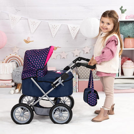 Bayer Design Dolls pram Trendy with bag, height-adjustable handle, foldable