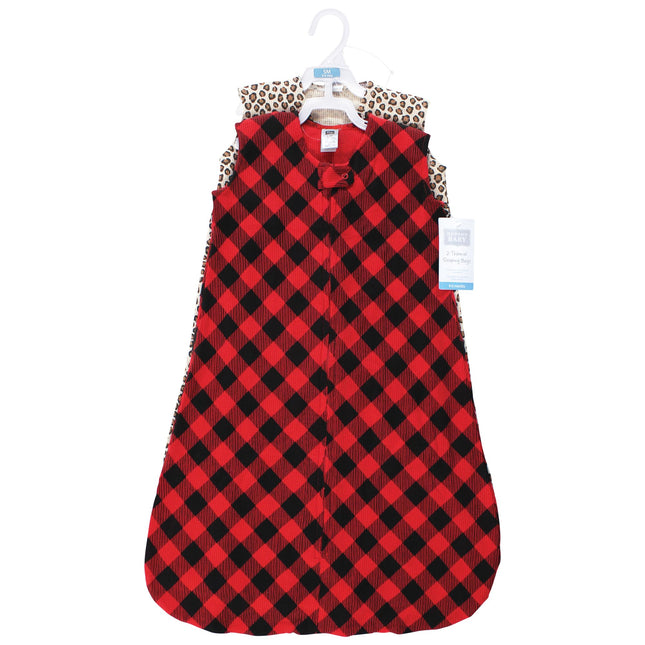 Hudson Baby Unisexo Bebé Térmico Sin Mangas Saco de Dormir 2pk, Estampado de Cuadros Búfalo y Leopardo, 18-24 Meses, Estampado de Cuadros Búfalo y Leopardo, 18-24 Meses
