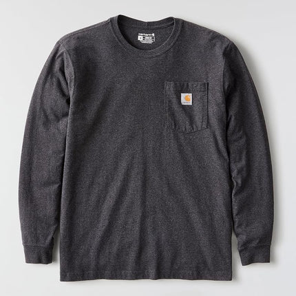 Carhartt Men's Big Tall Workwear Pocket Jersey K126 Long Sleeve T Shirt, Carbon Heather, 3XL UK