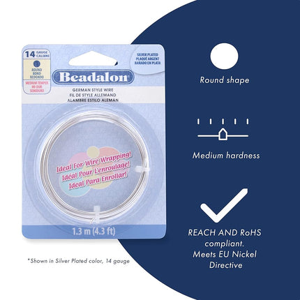 Beadalon German Style Wrapping Wire, Round, Silver Plated, 20 Gauge, 78 ft