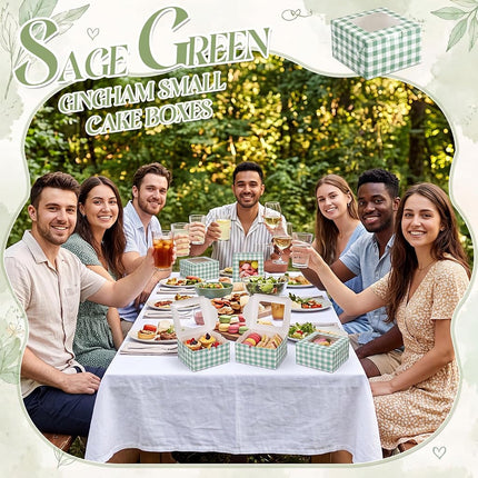 Chivertion 50 Pack Sage Green Gingham Cookie Boxes with Window