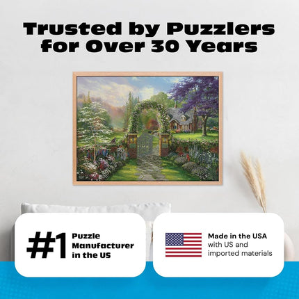 Buffalo Games – Thomas Kinkade Hummingbird Cottage 1000-Piece Jigsaw Puzzle for Adults, Premium Silver Select Puzzle with Foil Accents