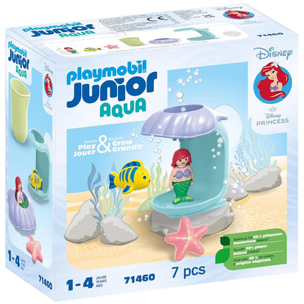 Playmobil 71460 JUNIOR AQUA & Disney: Ariel's Shell Shower, for toddlers, made from over 90% plant-based plastics, indoor and outdoor water toy, fun role-play, playsets for children ages 12 months+