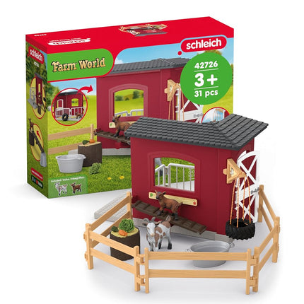 Schleich Farm World - 31Pc Goat Stable Playset - Kids Ages 3+ | 42726