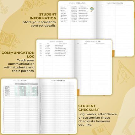 Clever Fox Teacher Planner – School Year Planner with Calendars & Lesson Plans – Teacher Plan Book for Classroom & Homeschool Organization - Undated, 7x10'', Hardcover (Amber Yellow) (CFTP)