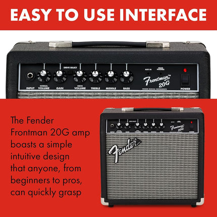 Ampli guitare Fender Frontman 20G, 20 Watts, avec garantie de 2 ans Haut-parleur Fender Special Design de 6 pouces, Noir