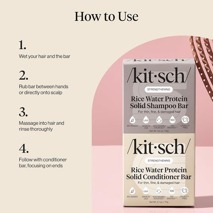Kitsch Rice Water Solid Shampoo and Conditioner Set for Hair Growth – 2 pcs