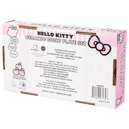 Silver Buffalo Hello Kitty Face and Strawberries Boxed 3pc Ceramic Sushi Set