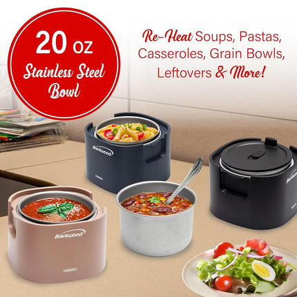 Brentwood 110V 50W 0.6L Portable Leakproof Electric Lunch Box Food Warmer (Gray)