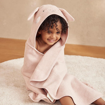 MORI Cotton Bunny Hooded Baby Bath Towel 100x88cm, Blush Pink