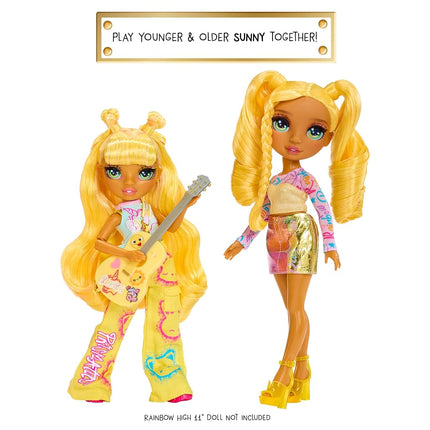 Rainbow High Junior High Rock Band - Sunny, Yellow - 23cm Fashion Doll with a Guitar, Customise with Stickers, Posable, Cute Toys for Children Ages 4+