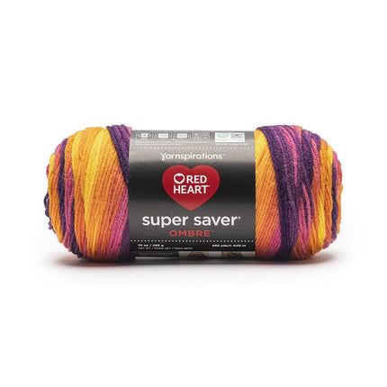 Red Heart Super Saver Ombre Sunset Yarn - 2 Pack of 283g/10oz - 100% Acrylic - #4 Worsted (Medium) - 482 Yards - Knitting/Crochet