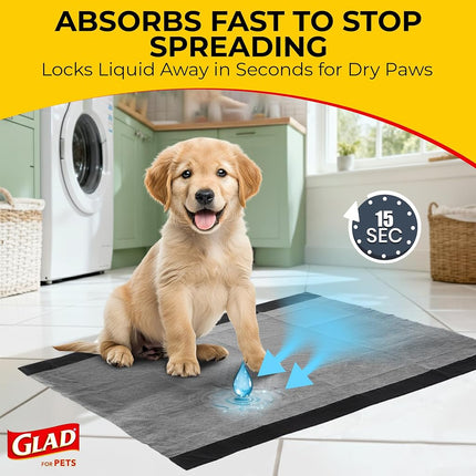 Glad for Pets JUMBO-SIZE Charcoal Puppy Pads | Black Training Pads That ABSORB & Neutralize Urine Instantly | New & Improved Quality, 50 Count