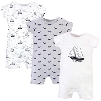 Hudson Baby Unisex Baby Cotton Rompers, Sail The Sea, 3-6 Months