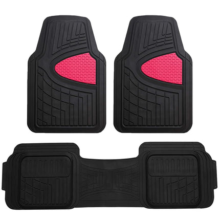 New Title: FH Group Car Floor Mats - Heavy-Duty Rubber Floor Mats for Cars, Universal Fit Full Set, Trimmable Automotive Floor Mats, Climaproof Floor Mats for Most Sedan, SUV, Truck Floor Mats Pink