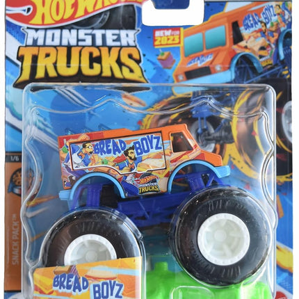 Hot Wheels Monster Trucks Bread Boys, Snack Pack 1/6 Incluye Coche Conector y de Choque